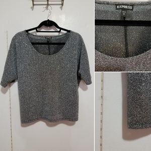 Sparkly silver black t shirt Express euc
